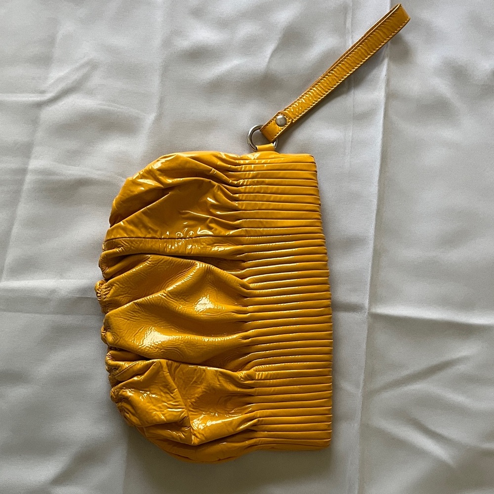 Elegant Yellow Gathered Wristlet Clutch